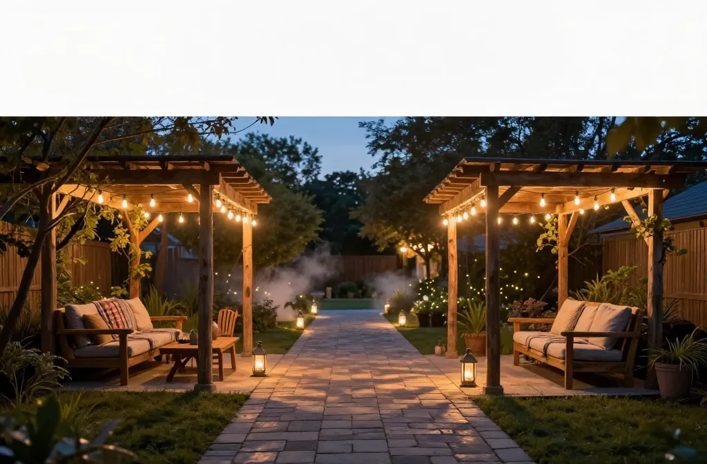 Cozy Yard Magic 15 Rustic Landscaping Ideas with Lighting That Create a Cozy Glow
