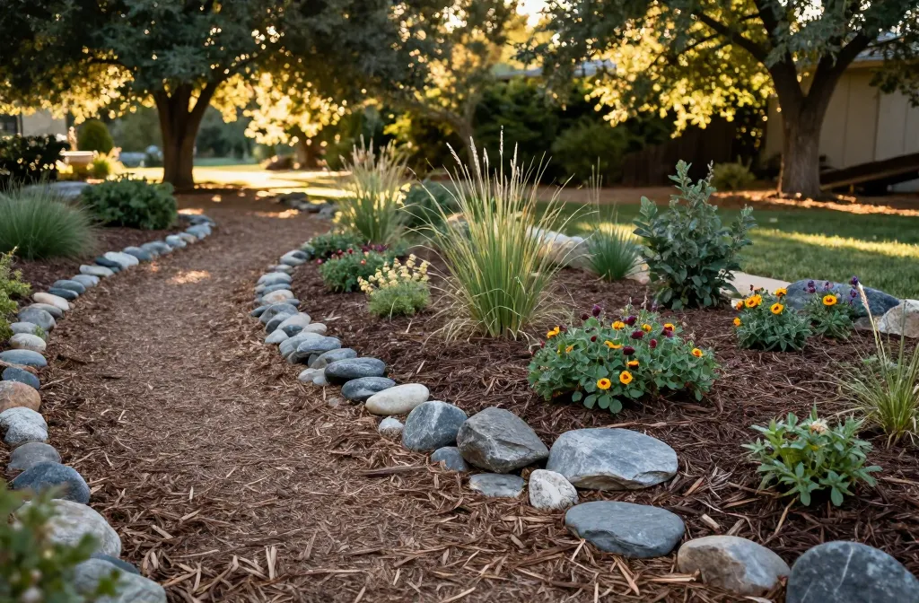 Gorgeous Yards: 12 Rustic Landscaping Ideas Using Mulch & Stone