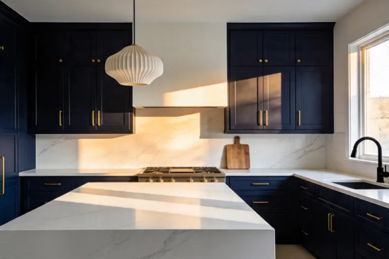11 Kitchen with White Countertops That Make Dark Cabinets Pop Now