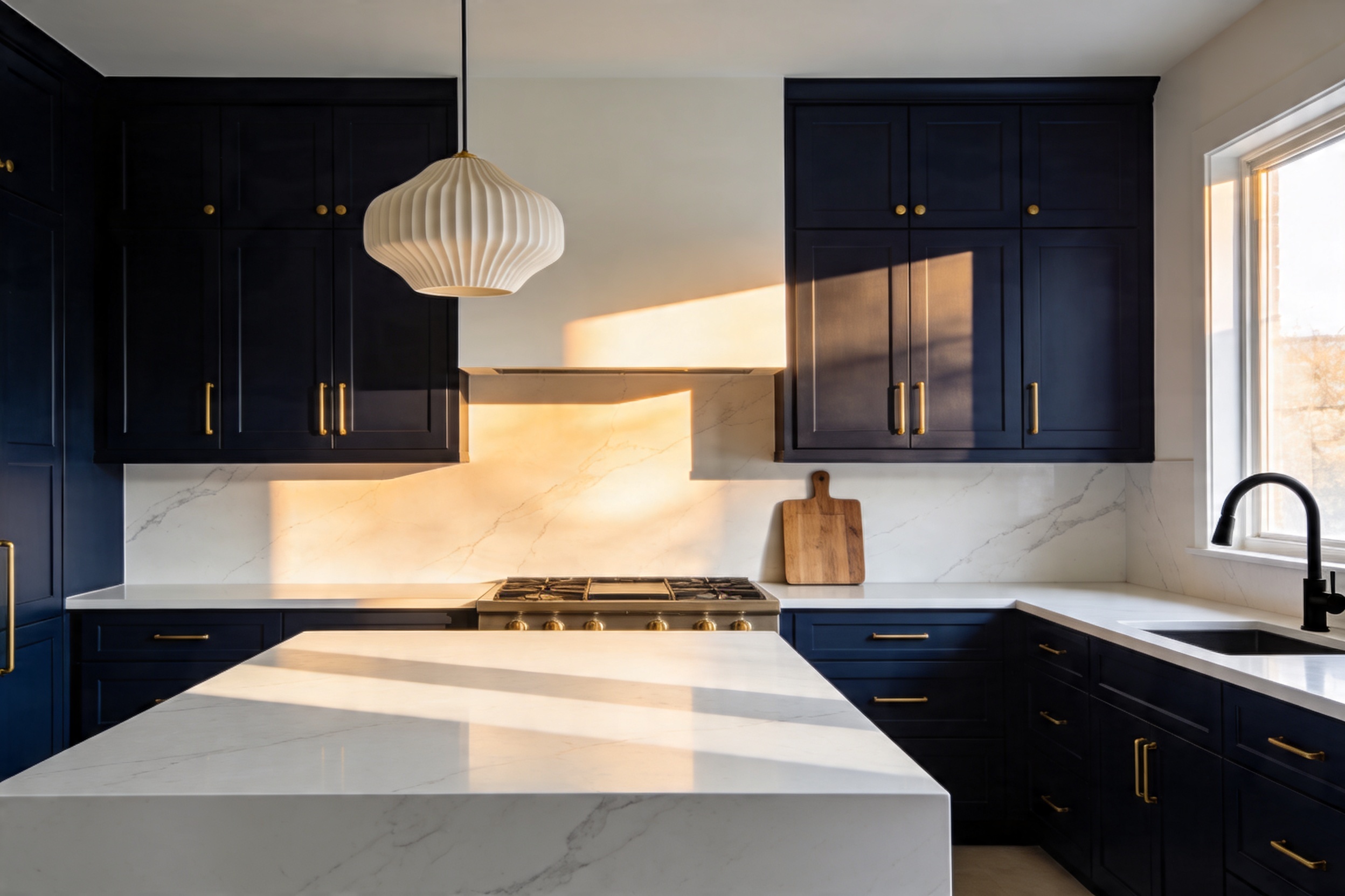 11 Kitchen with White Countertops That Make Dark Cabinets Pop Now