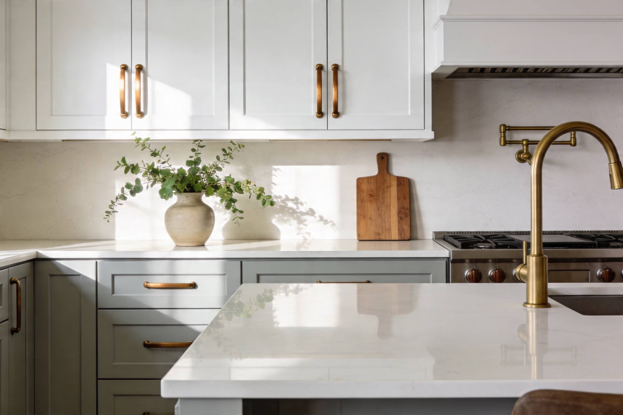 Steal-Worthy 10 Kitchen with White Countertops + Gray Cabinets